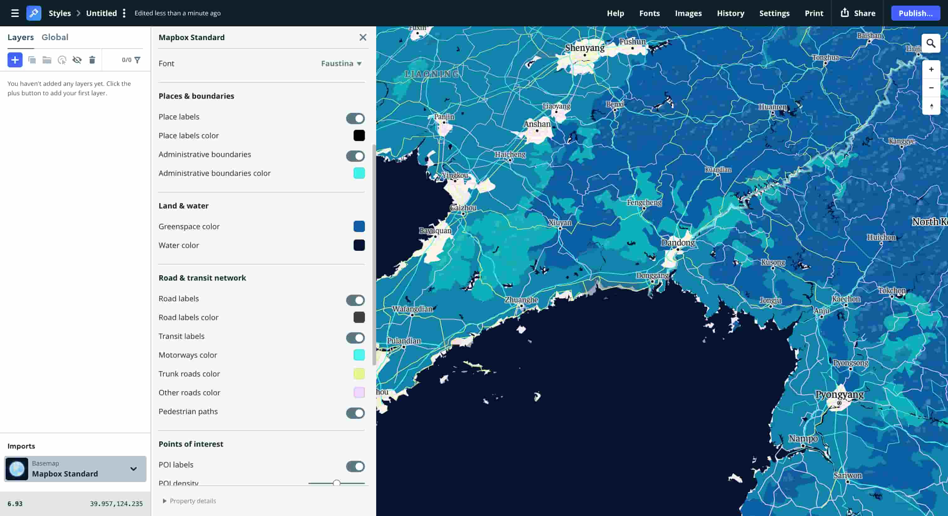 Tutorial exploration 8 – Experimenting with mapbox colours and road & transit network